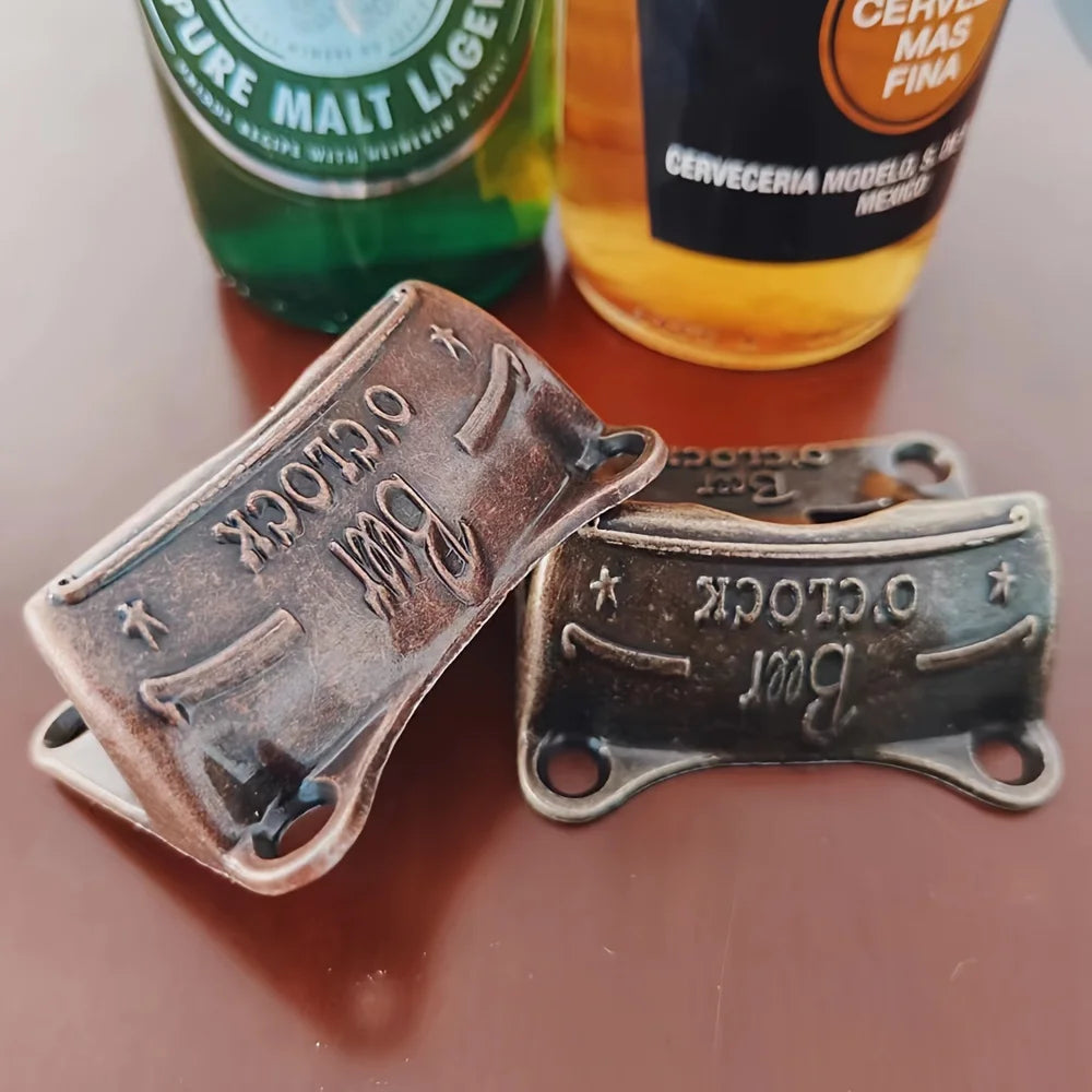 1/5/10pcs"Beer O' Clock" Bottle Opener Wall Mounted Retro BBQ DIY Solid Beer Opener Tools Bar Decorative  Opener Kitchen Gadgets