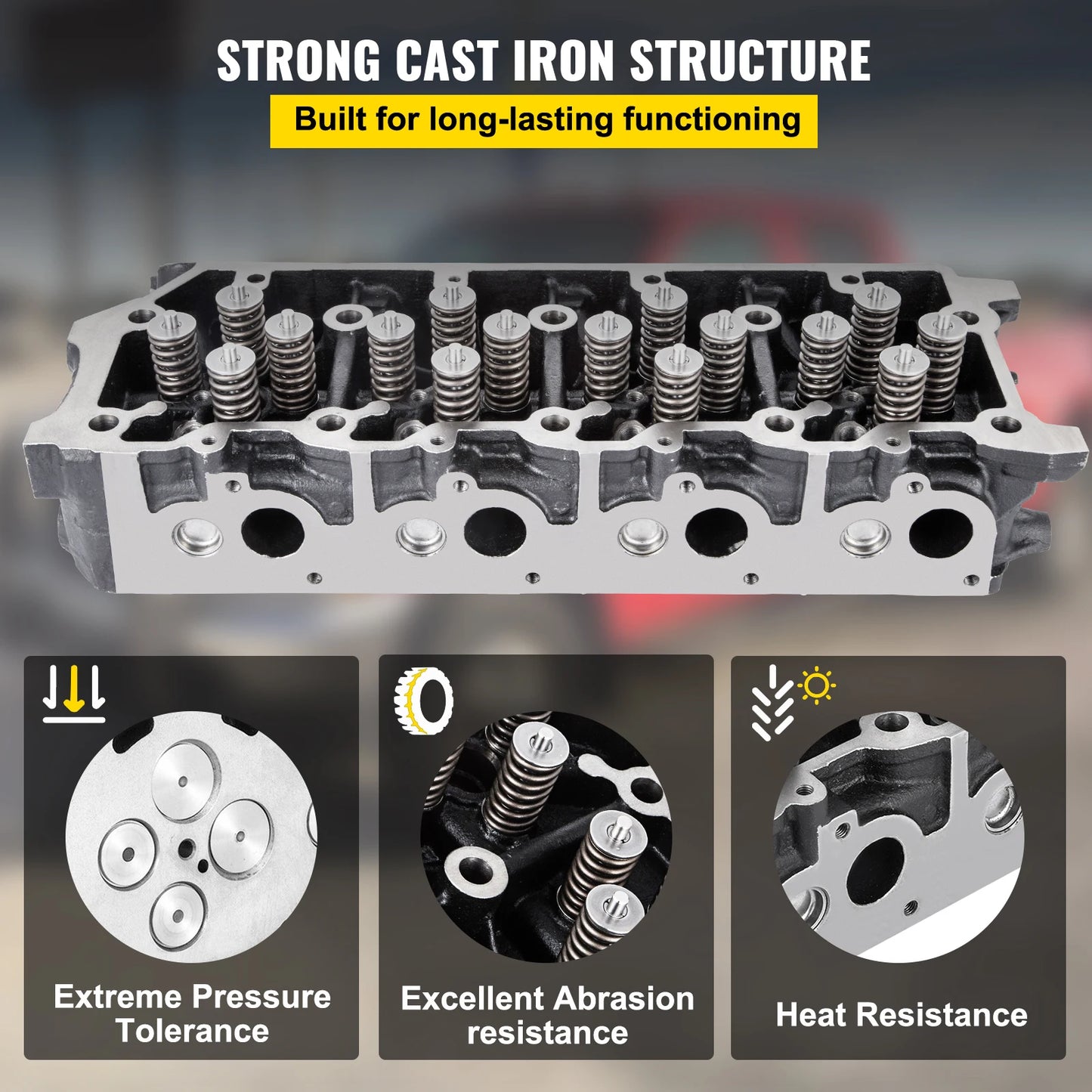 SucceBuyCylinder Head Assembled Engine Cylinder Head Assembly Replacement 6.4L Cast Iron Cylinder Head Fit for 08-10 Ford F250