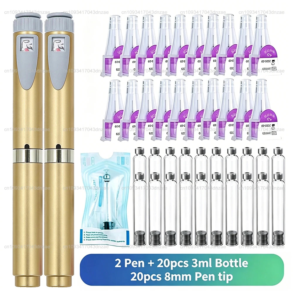 Aluminum Magic Pen Kit 10 Colors Cartridges 3ml Empty Cassette Bottle Sterile Set Disposable 8mm Pen Tip for Lilly Insulin Pen