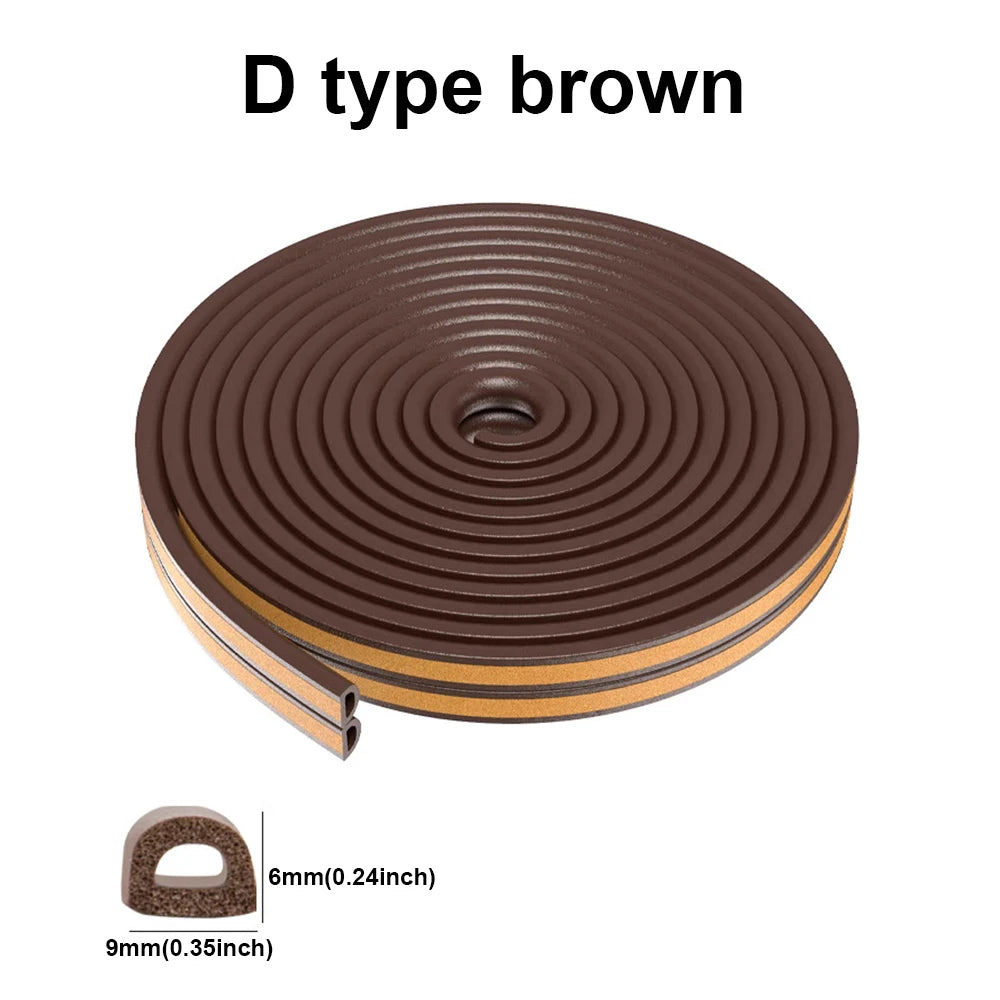 5m/10m DIEP Shape Door Seal Strip Self-adhesive Window WeatherStripping Insulation Noise Rubber Sealing Strip Draft Stopper Tape