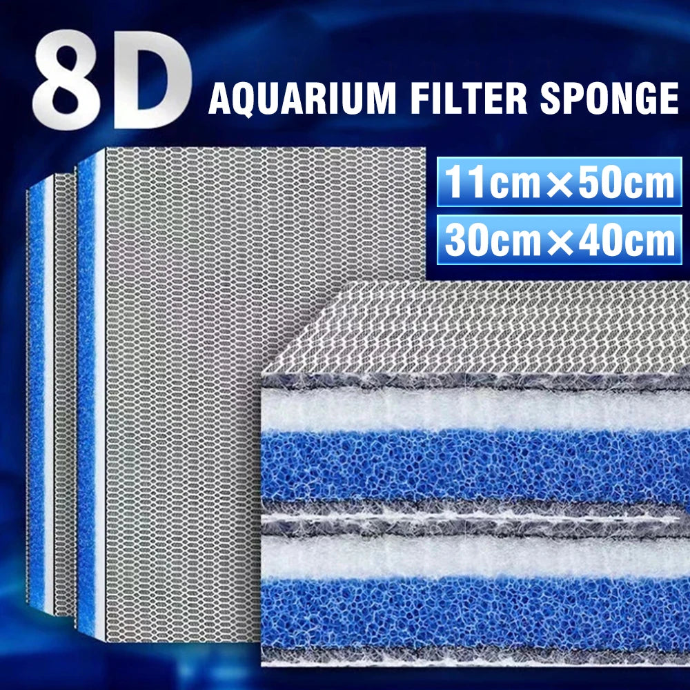 2PCS 8D Aquarium Filter Media 8-Layer Filter Pads Bio Sponge Foam for Fish Tank Pond