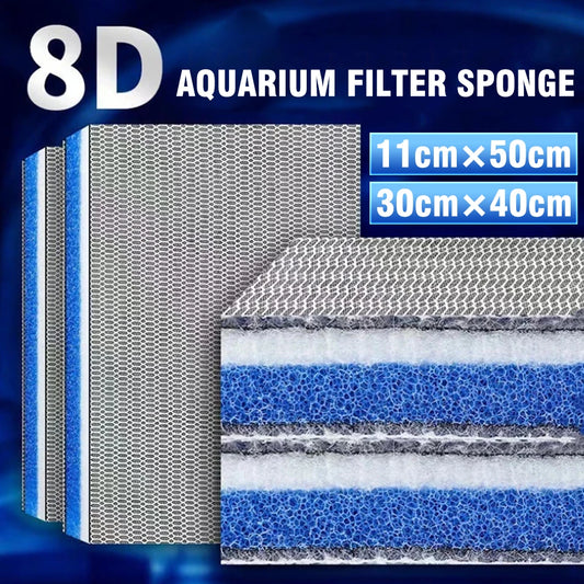 2PCS 8D Aquarium Filter Media 8-Layer Filter Pads Bio Sponge Foam for Fish Tank Pond