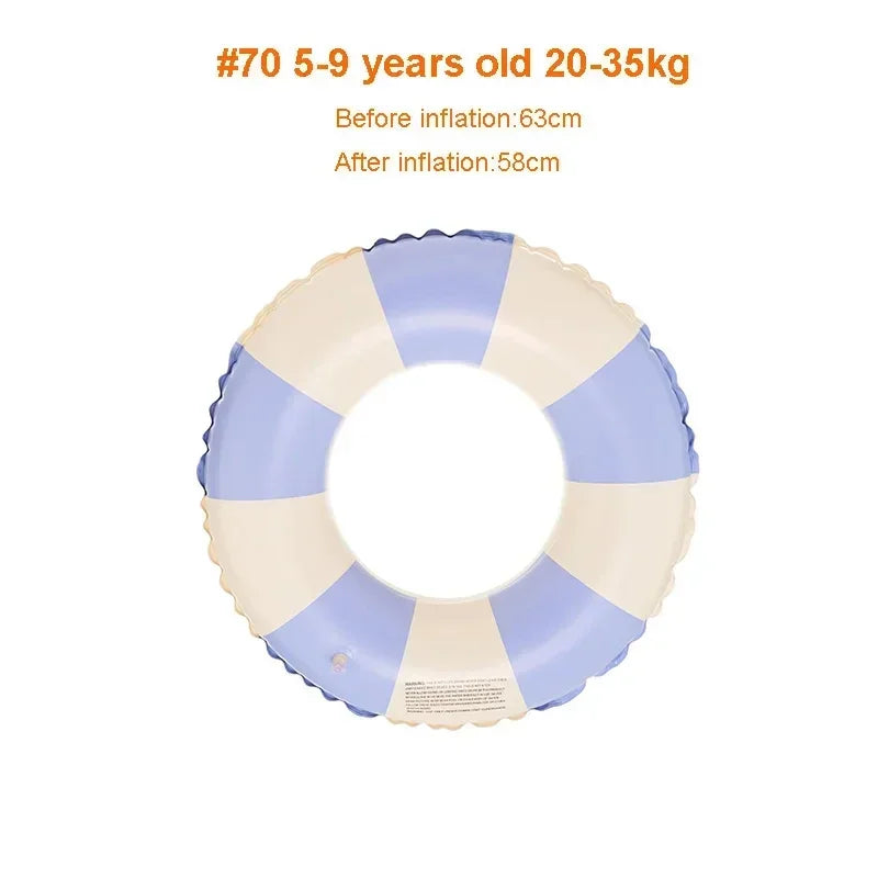 Children's Swimming Ring PVC Striped Swimming Ring Summer Boys Girls Inflatable Floating Cushion Swimming Tube Floating Donuts