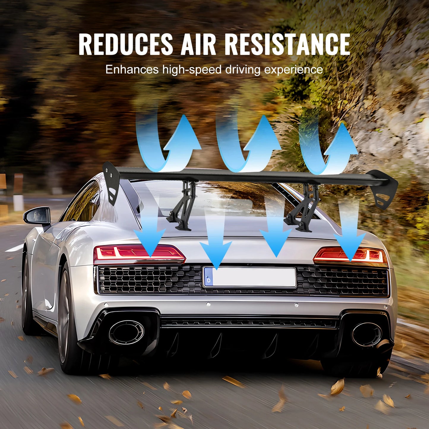 SucceBuy GT Wing Car Spoiler 43.3 inch Universal Spoiler with Single Deck Adjustable Lightweight Aluminum Car Rear Spoiler Wing