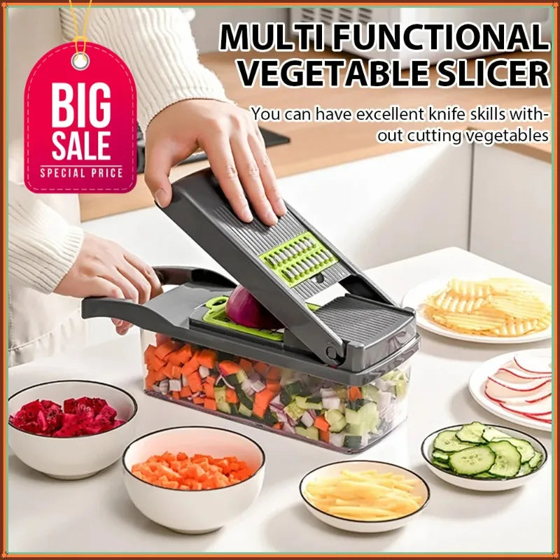 2026 Best-seller 16 IN 1 Multifunctional Vegetable Chopper Handle Food Grater Egg Liquid Separator Peeler Vegetable Slicer Dicer