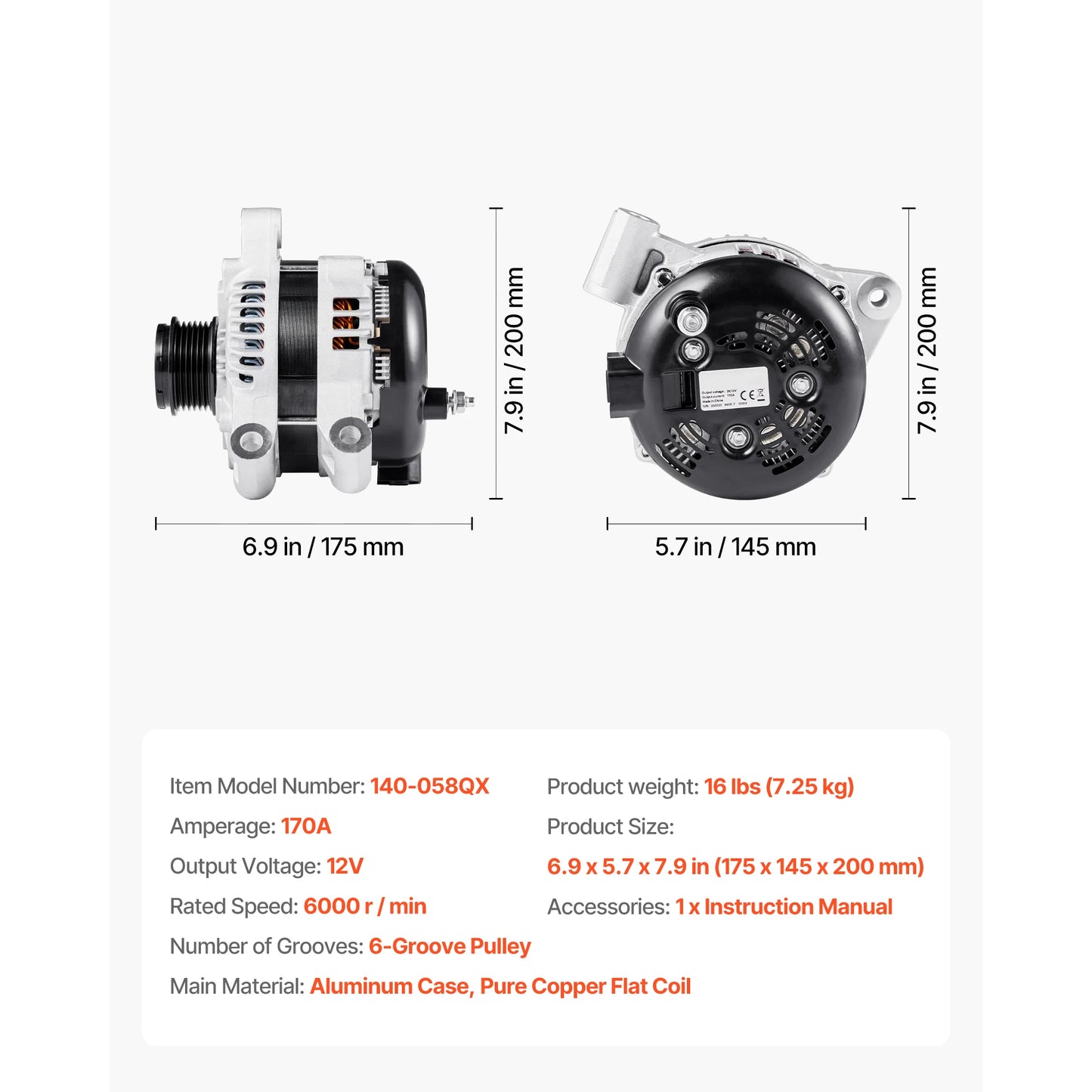 SucceBuy Car Alternator 11032 for Toyota Highlander V6 3.3L 2004-2007 Sienna 2004-2006 Lexus RX330 3.3L 2004-2006 Replacement
