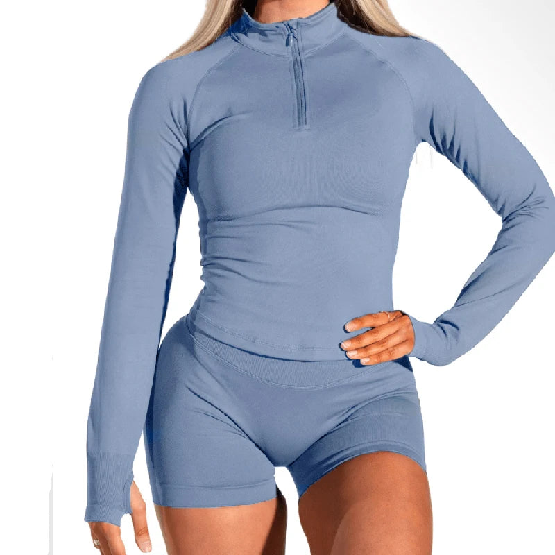 Yoga Shirts shorts set impact Half Zippy for Women Long Sleeve Yoga Top with Thumb Holes Workout Gym Shirts Waist Sweatshirt