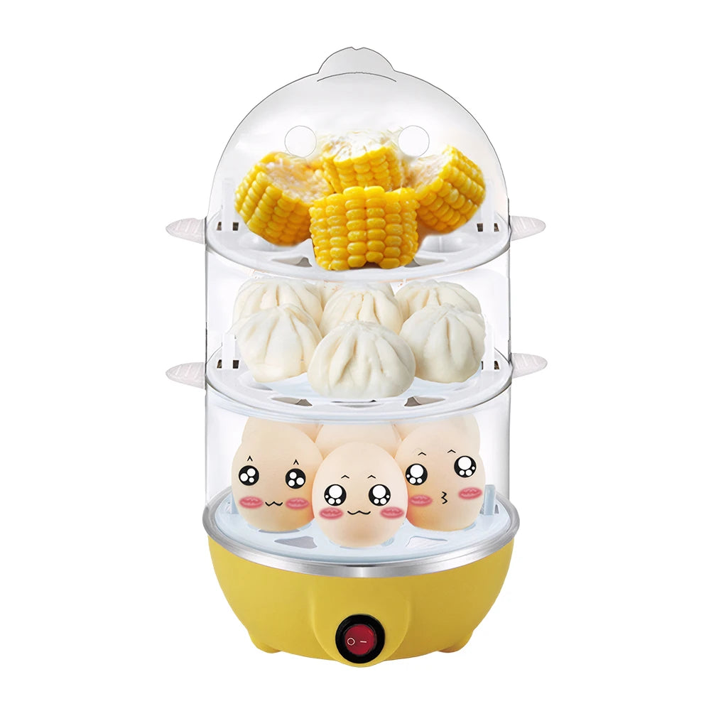 220V Electric Egg Boiler Rapid Heating Multifunctional Egg Cooker Auto-Off Portable Milk Steamer for Cooking Breakfast Machine