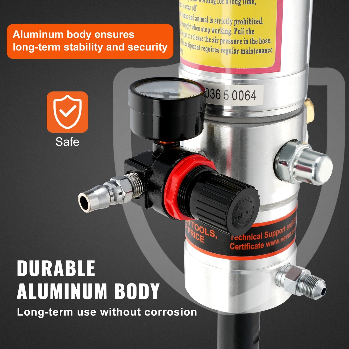SucceBuy Pneumatic Grease Pump Air Operated with 13ft High Hose 360° Swivel Grease Gun Head Lubrication 50:1 Pressure Ratio