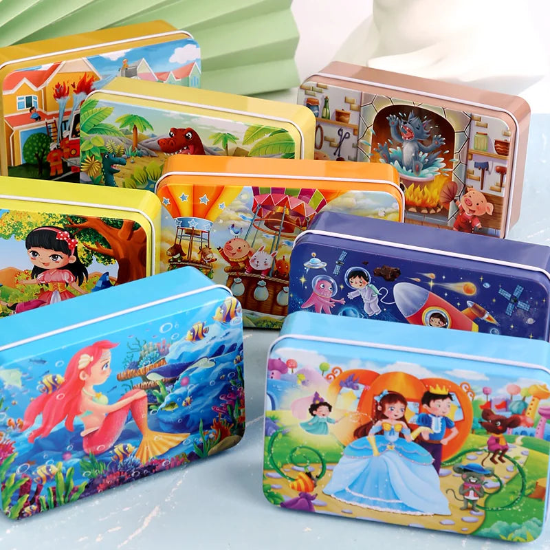 New Children 60 Pieces Wooden Puzzle Kids Cartoon Animal Vehicle Wood Toy Jigsaw Baby Early Educational For Christmas Gift Toys
