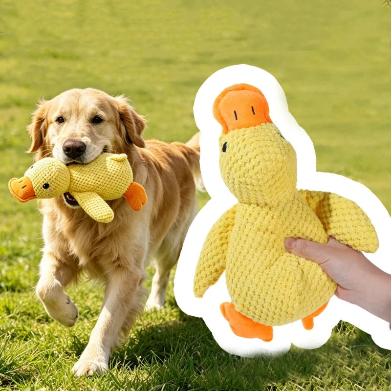 Yellow Duck Plush Dog Chew Toy Bite Resistant Molar Puppy Interactive Toy Relieve Boredom for Small Pet Dogs