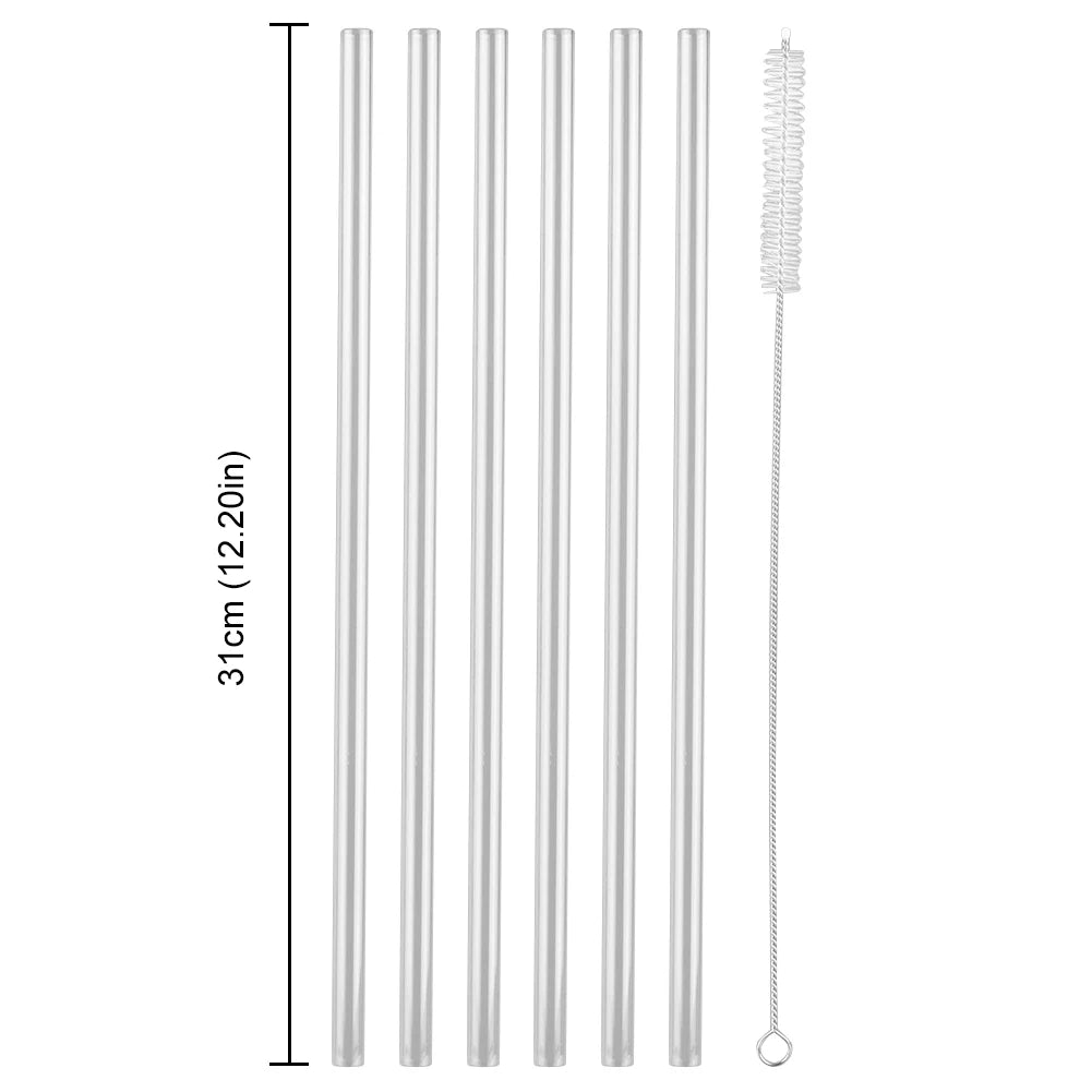 6Pcs Replacement Straw with Cleaning Brush Long Straws Drinking Straws for Stanley 20/30/40oz Accessories