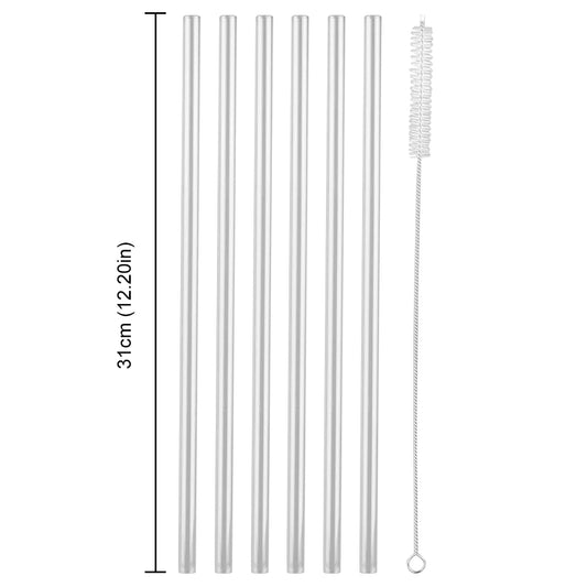6Pcs Replacement Straw with Cleaning Brush Long Straws Drinking Straws for Stanley 20/30/40oz Accessories