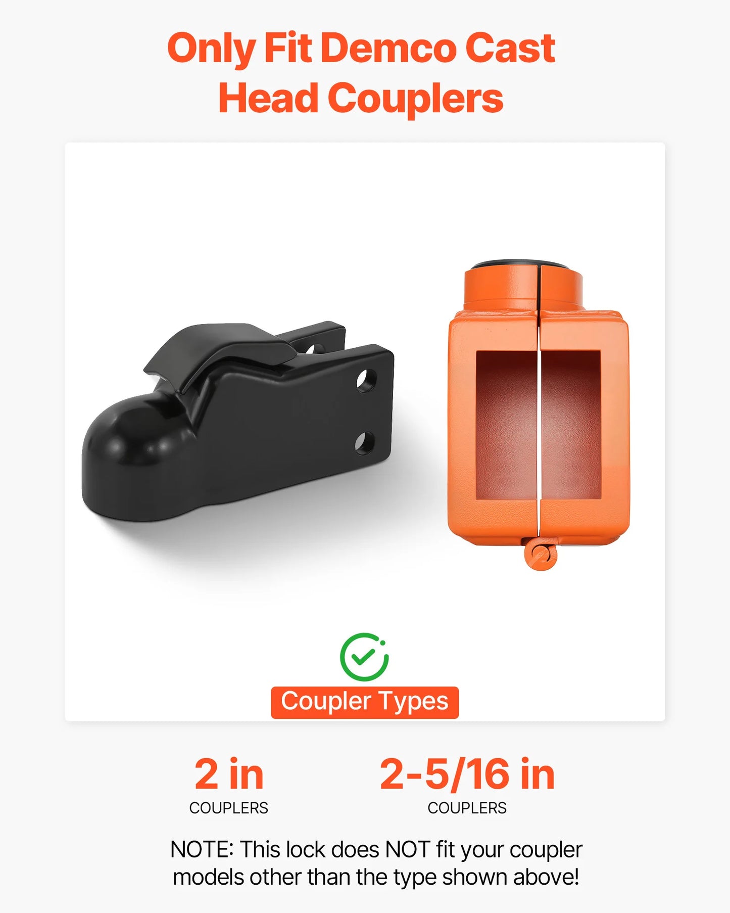 SucceBuy Collar Coupler Lock Fits 2 & 2-5/16 in Demco Cast Head Couplers Trailer Hitch Lock with Security Chains for RV Boat