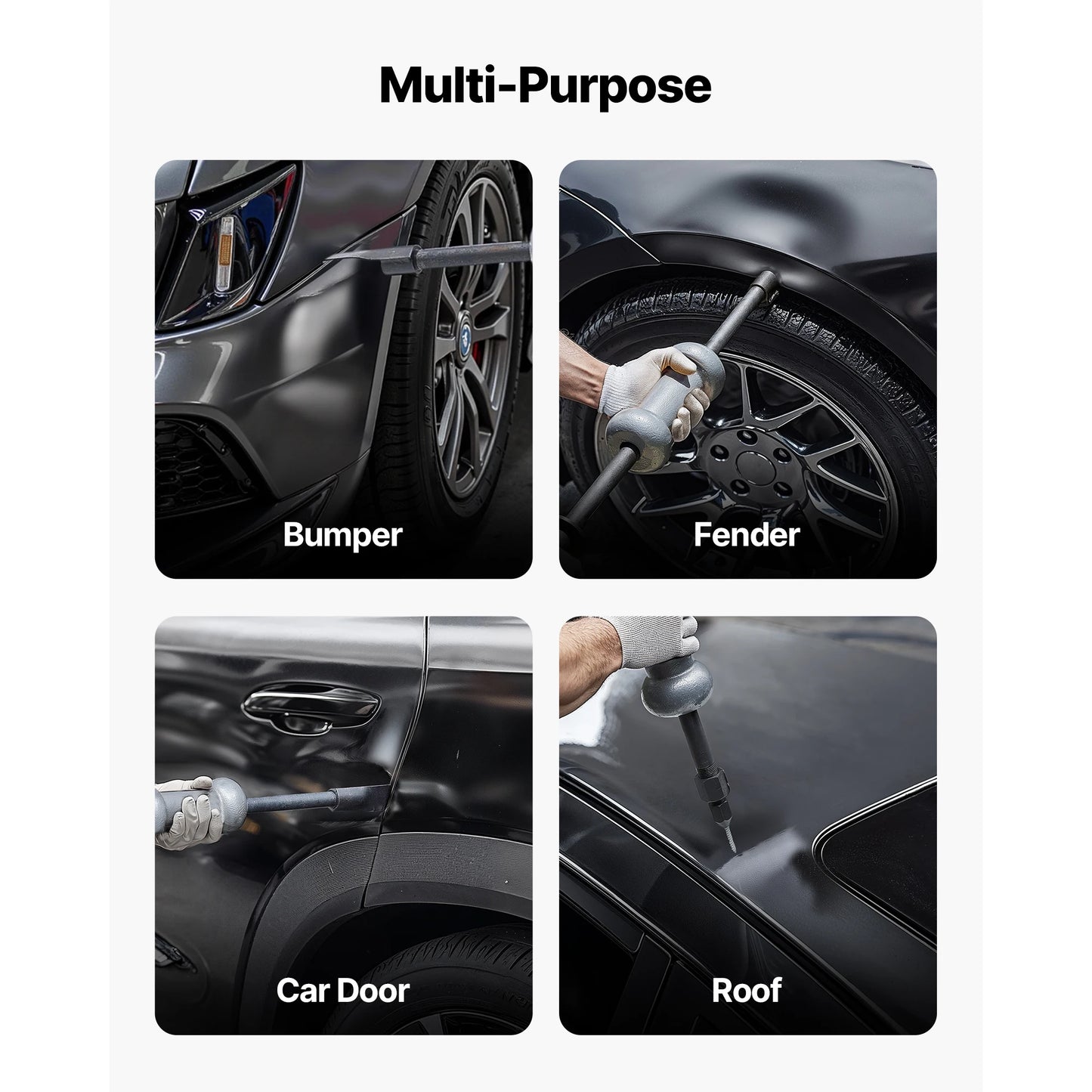 SucceBuy Dent Puller Kit 10/13 lbs 13/14-in-1 Hammer Auto Body Truck Repair Frame with Carry Case Extension Rod Non-Slip Handle