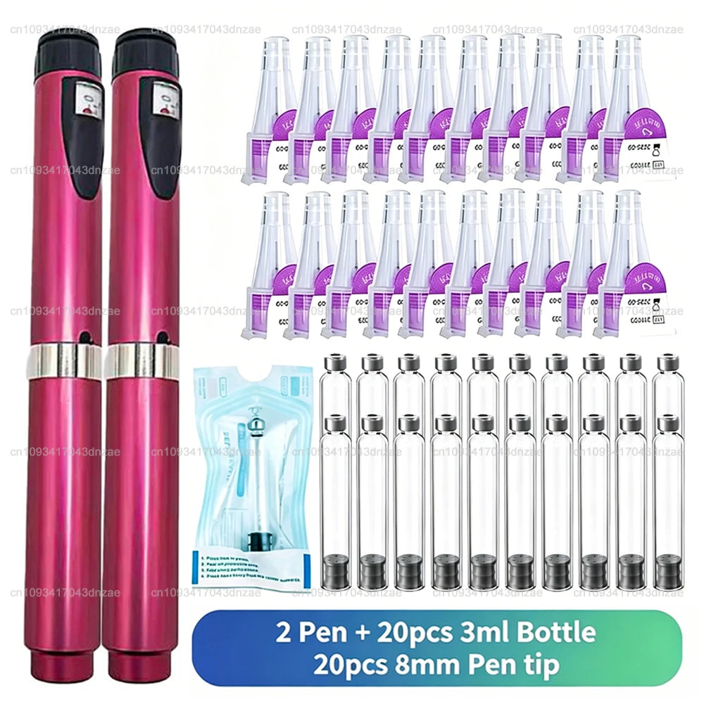 Aluminum Magic Pen Kit 10 Colors Cartridges 3ml Empty Cassette Bottle Sterile Set Disposable 8mm Pen Tip for Lilly Insulin Pen