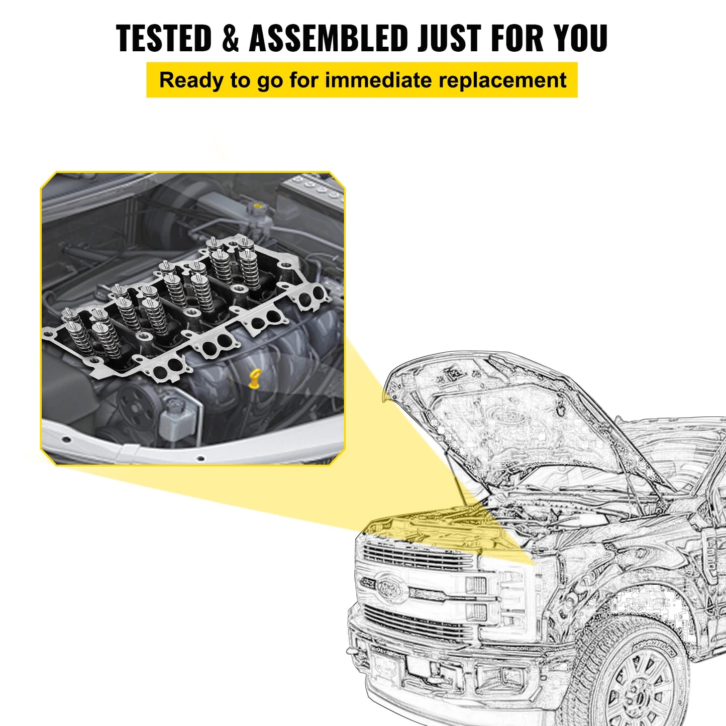 SucceBuyCylinder Head Assembled Engine Cylinder Head Assembly Replacement 6.4L Cast Iron Cylinder Head Fit for 08-10 Ford F250