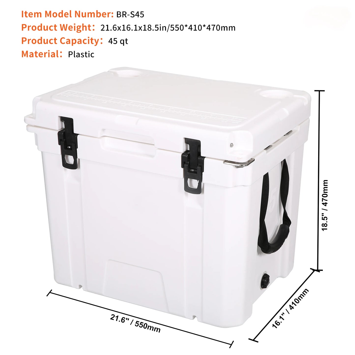 SucceBuy 25/33/45/52QT Portable Hard Cooler Fully Insulated Ice Chest Cooling Box Goods Basket for Beach Outdoor Camping Travel