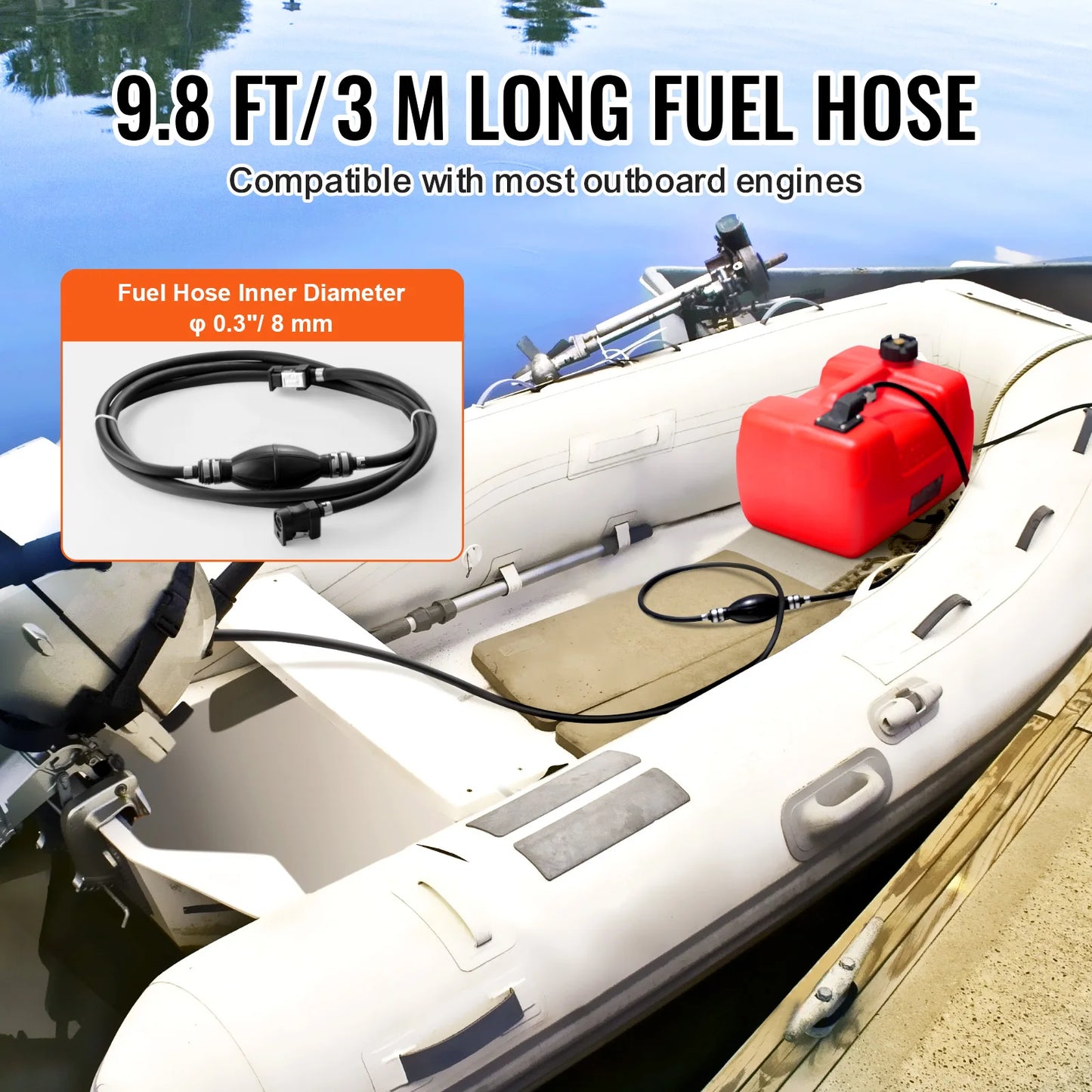 SucceBuy 3Gal/12L Fuel Tank Mororcycle Accessories Petrol Cans with Hose Barrels Gas Spare Container for Yacht Fishing Deck Boat