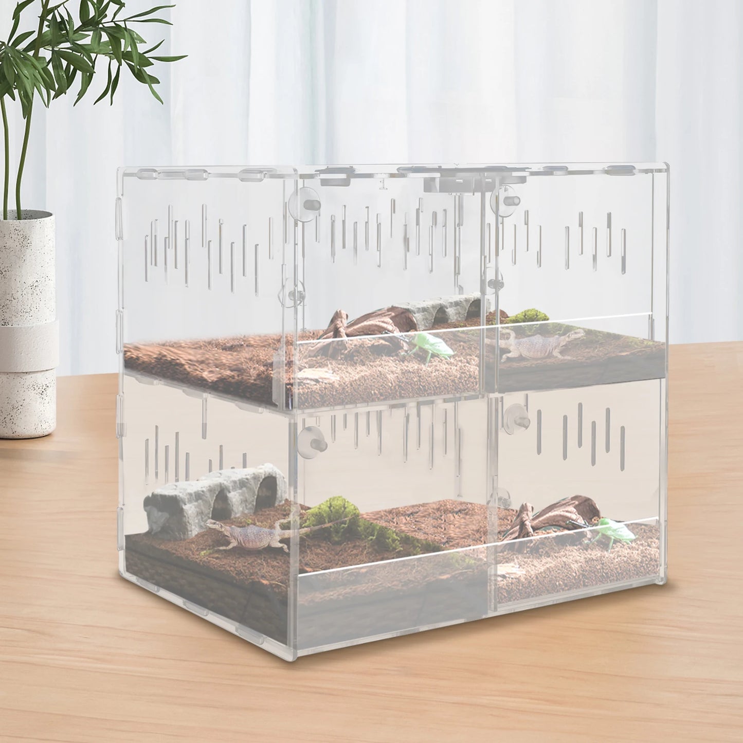4 Grids Large Tank Cage Reptile Pet Enclosure Lizard Spider Snake Tortoise Tank