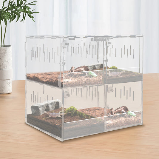 4 Grids Large Tank Cage Reptile Pet Enclosure Lizard Spider Snake Tortoise Tank