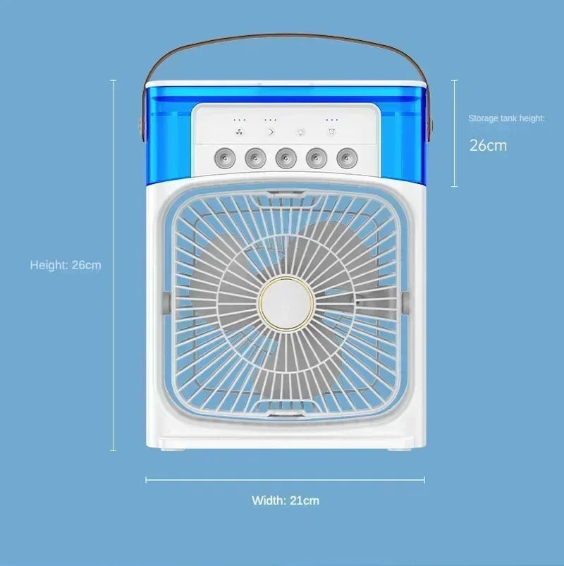 Motorcycle 3 in 1 USB Mini Air Conditioner Portable Cooling Fan with Humidifier and Night Light for Home Office Desktop Amagi