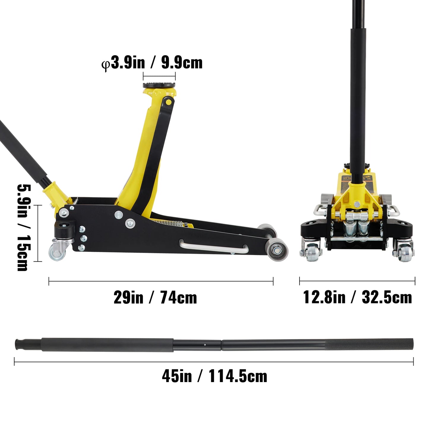 SucceBuy Car Jack 1.5-3T Floor Jack Aluminum&Steel Racing Jack Single Pistons Quick Lift Pump Tire Change Lifting Repair Tool