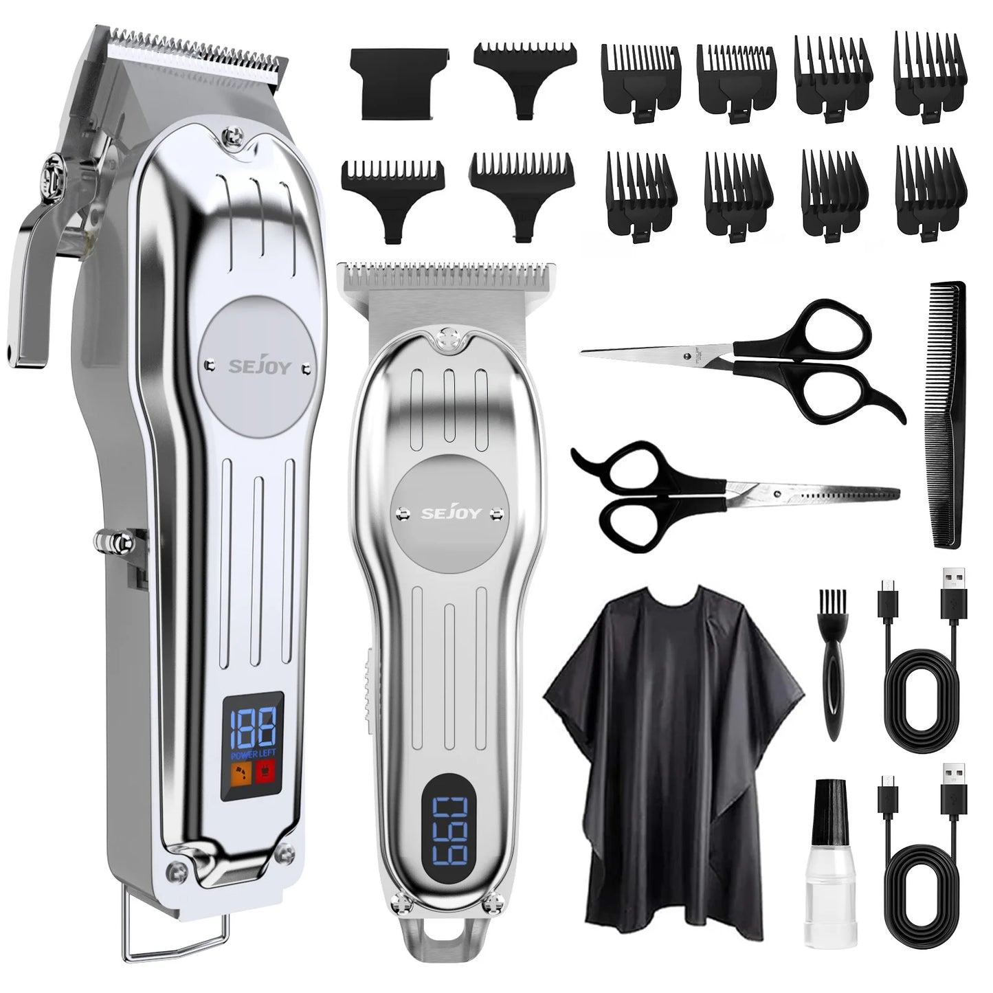 Sejoy Electric Baber Hair Clipper Kits Professional Hair Cutting Machine Set Rechargeable Cordless Electric Hair Trimmer Set