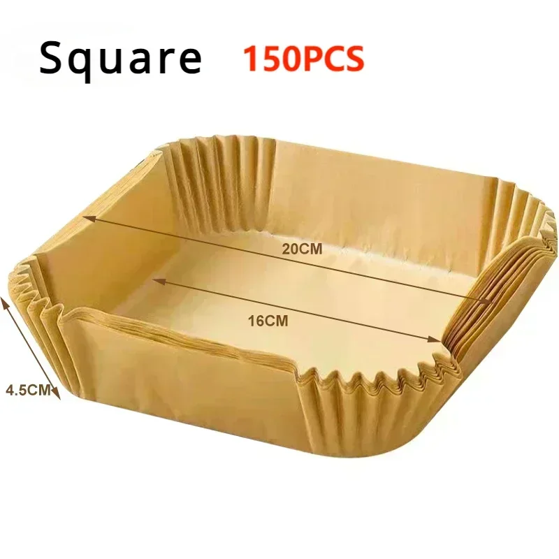 300PCS Air Fryer Disposable Paper Square Round Baking Paper Barbecue Plate NonStick Mat Kitchen Oven Oil Absorbing Paper Tool