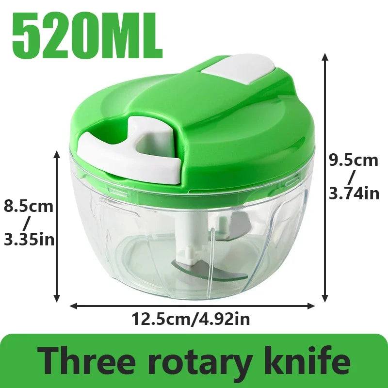 520ML/900ML Manual Food Processor Vegetable Chopper Portable Hand Pull String Garlic Mincer Onion Cutter for Veggies Fruits