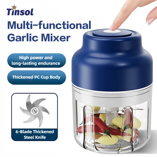 TINSOL 320ML Electric Garlic Grinder, Vegetable Chopper, Food Processor, USB Mini Garlic Grinder, Portable Small Food Processor