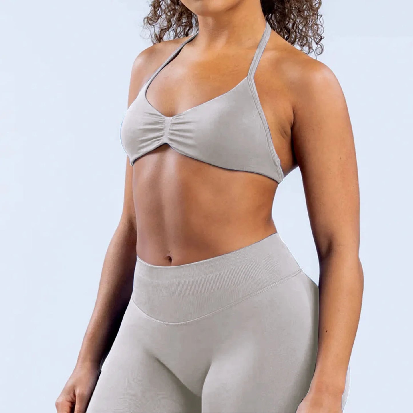 2PCS Gym Set Women Strappy Yoga Bra Top High Waist Workout Scrunch Shorts Sports Suit Seamless Yoga Set Fitness