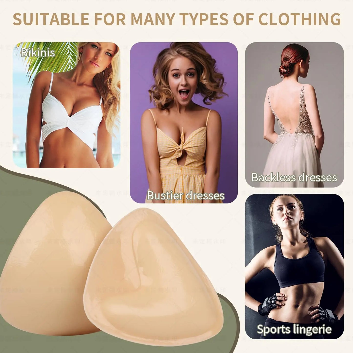 2026 New Hot Double Sided Adhesive Sticky Bra Inserts Push Up Thick Sponge Breast Lift Pads Women Swimsuit Bikini Cup Enhancer