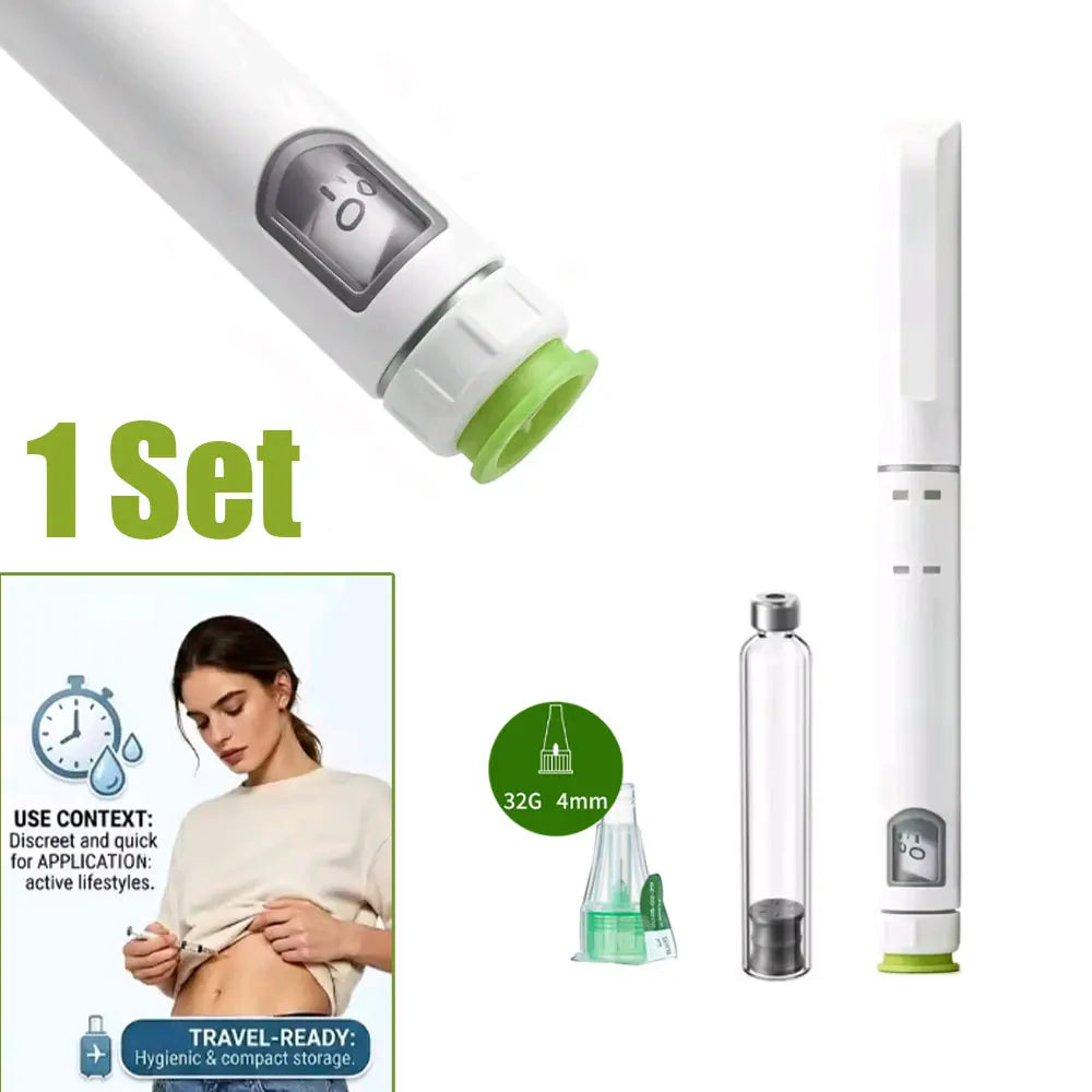 Disposable Sterile Injection Pen Insulin Injection Pen Adjustable Growth Hormone Dose 60U with 3ml Cartridges & 32G 4mm Pen Tip