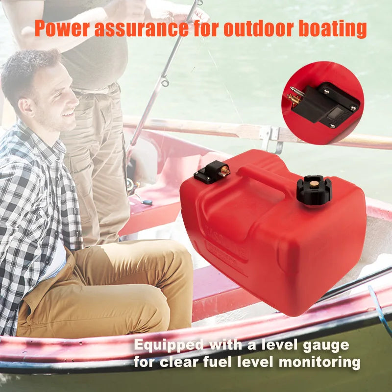 Portable 12L / 3.2 Gallon Marine Outboard Fuel Tank – Durable Boat Gas Tank with Fuel Line Connector