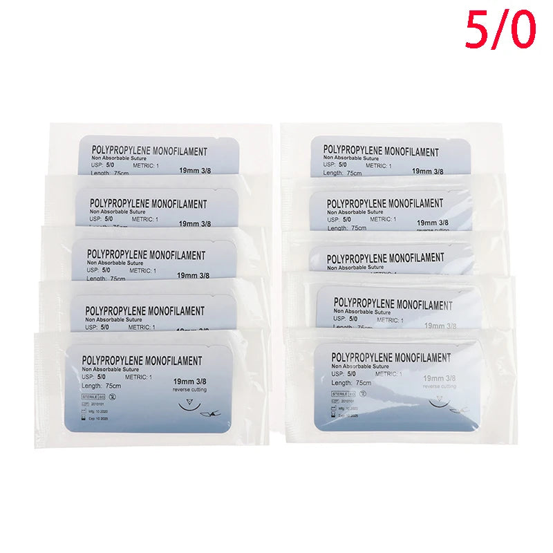 12Pcs 2/0 3/0 4/0 5/0 Medical Needle Suture Nylon Monofilament Thread Suture Practice Kit Teaching Demonstrations Exercises