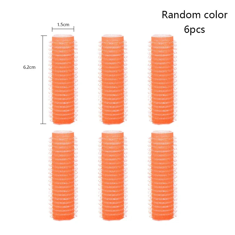 6pcs Self-Grip Hair Rollers Heatless Hair Curler No Heat Hair Bangs Volume Self-adhesive Hook&Loop DIY Hair Curler Styling Tools
