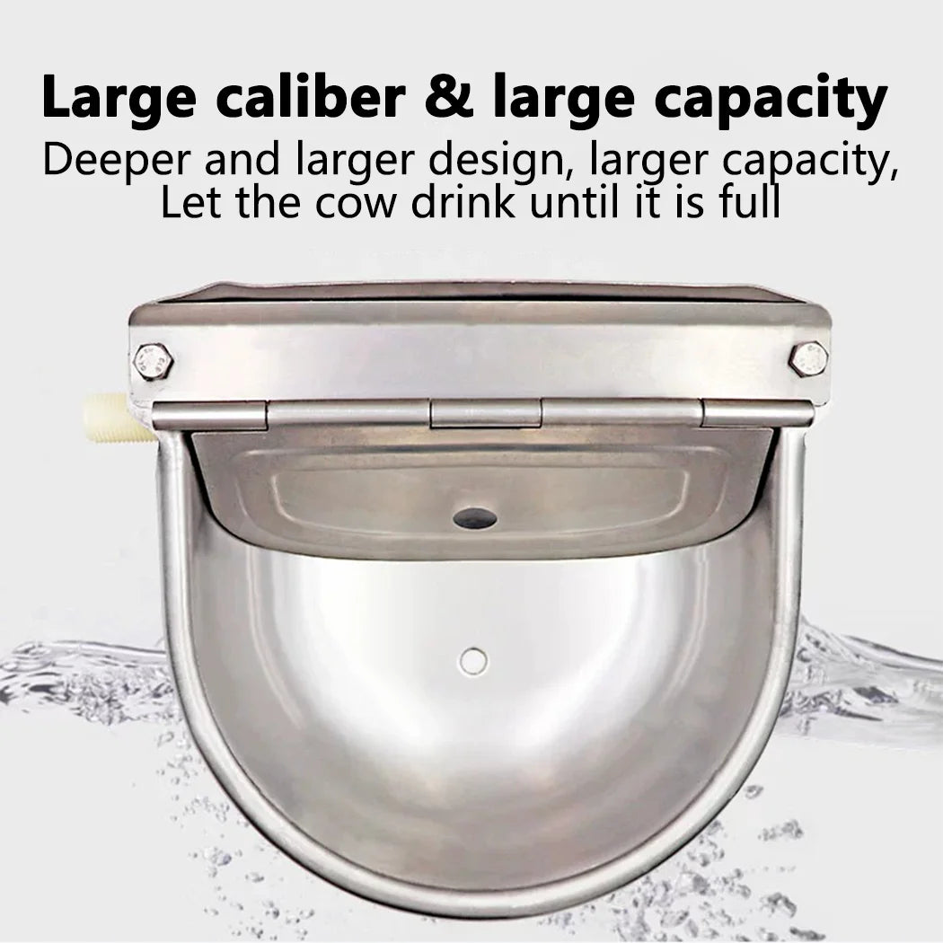 PORIYA Stainless Steel Cow Water Bowl With Pipe Auto Drinking For Dog Horse Chicken Auto Fill