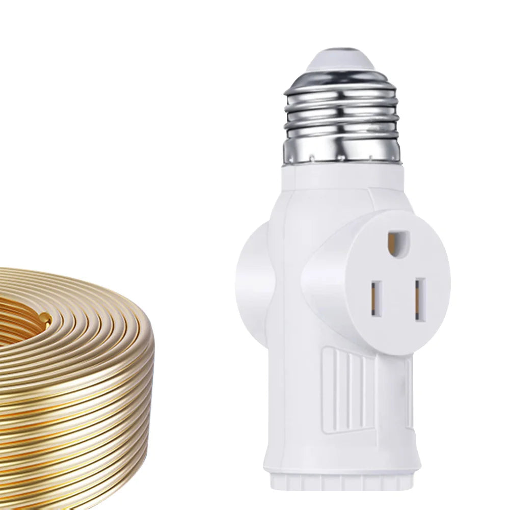 2 Pack Light Socket Adapter Lamp Holder Light Bulb To 2/3 Prong Outlet Adapter for Garages Living Rooms Hallways and More