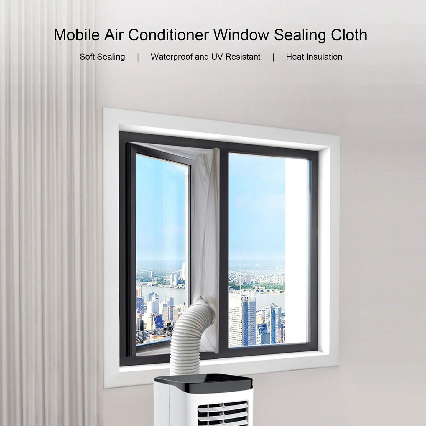 Portable Air Conditioner Window Sealing Cloth AC Window Frame Baffle Kit Silver Grey AC Window Seal Kit