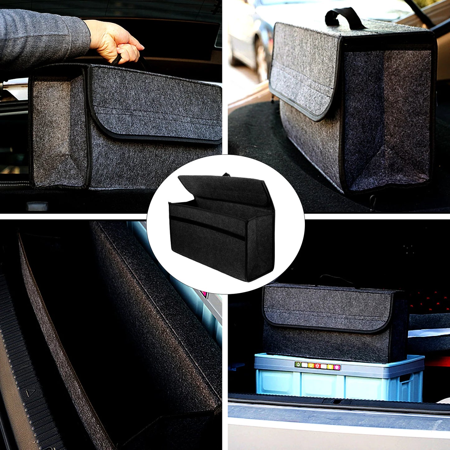 Large Anti Slip Compartment Boot Storage Organizer Tool Car Storage Bag Car Trunk Organizer Soft Felt Storage Box Accessories