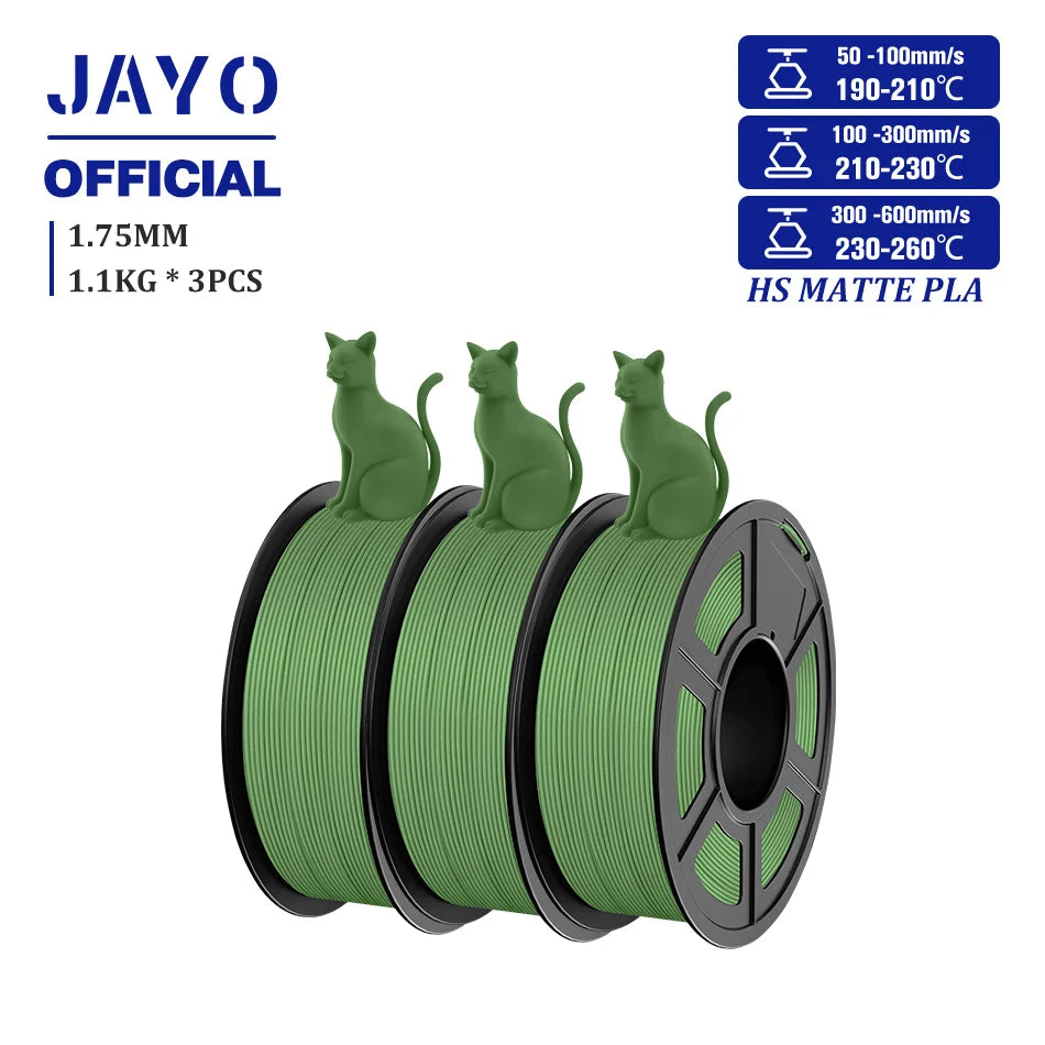 JAYO PLA Classic 1.75mm 3D Filament High Speed Matte PLA Filament For FDM 3D Printers 600mm/s High Speed Printing Materials