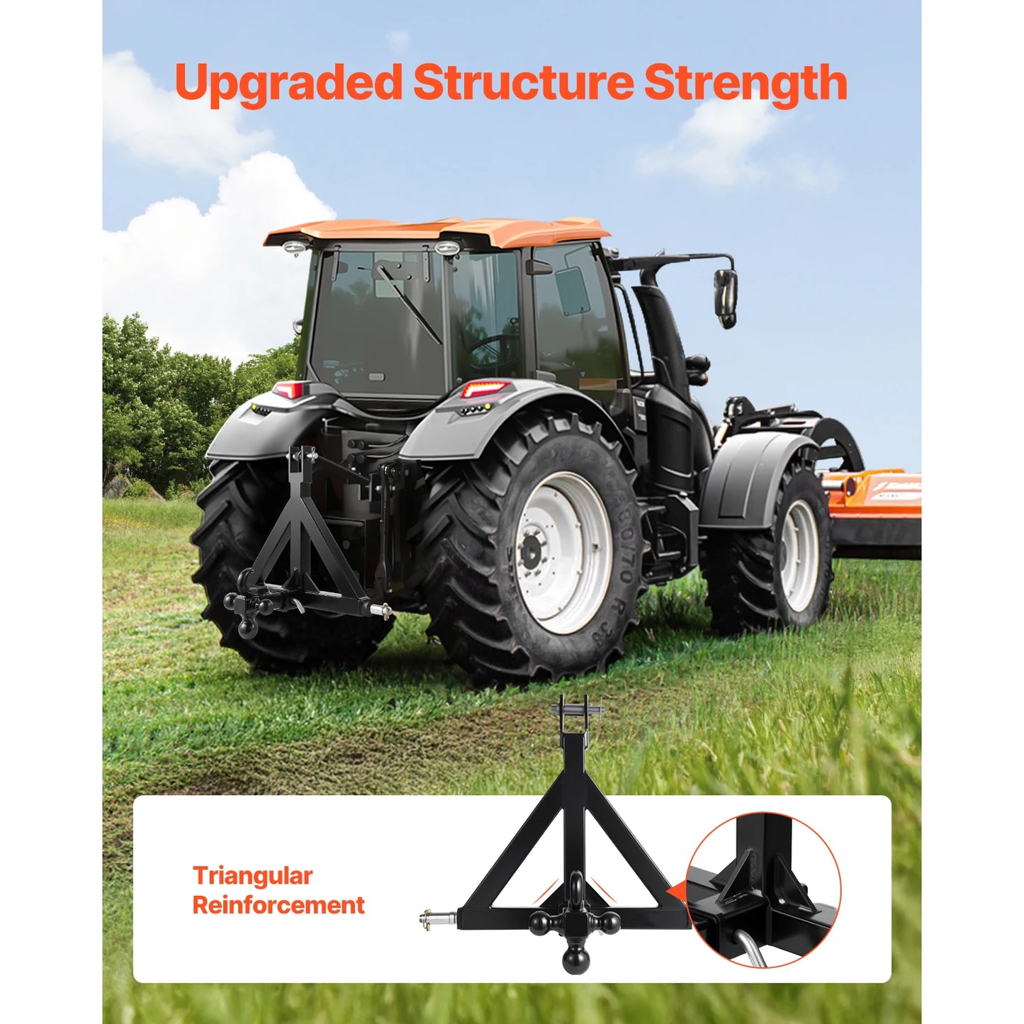 SucceBuy 3 Point Trailer Hitch 2in Receiver 3pt Quick Hitch Attachment with 3 Trailer Balls Compatible with Kubota Mahindra Ford
