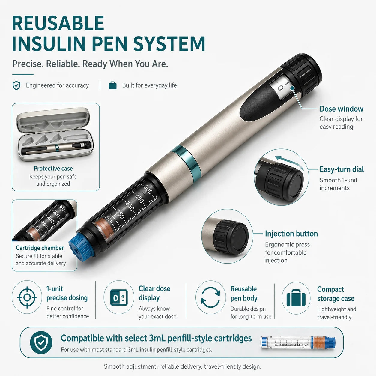 Insulin Injection Pen Compatible With Various Models Of Insulin From Novo4