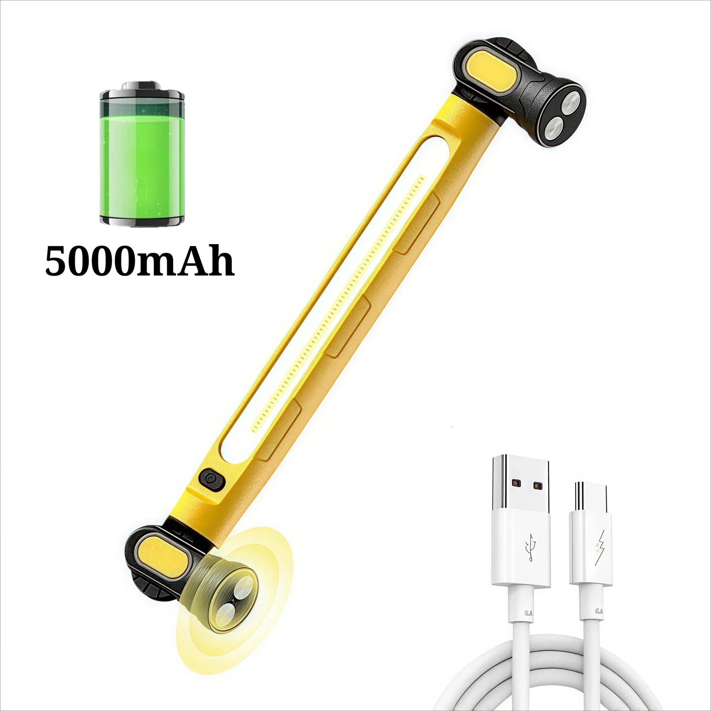 Rechargeable COB Work Lamp Bar with Hooks Rotating Magnetic Base 3 Modes Worklight For Car Repairing Emergency Outdoor Lighting