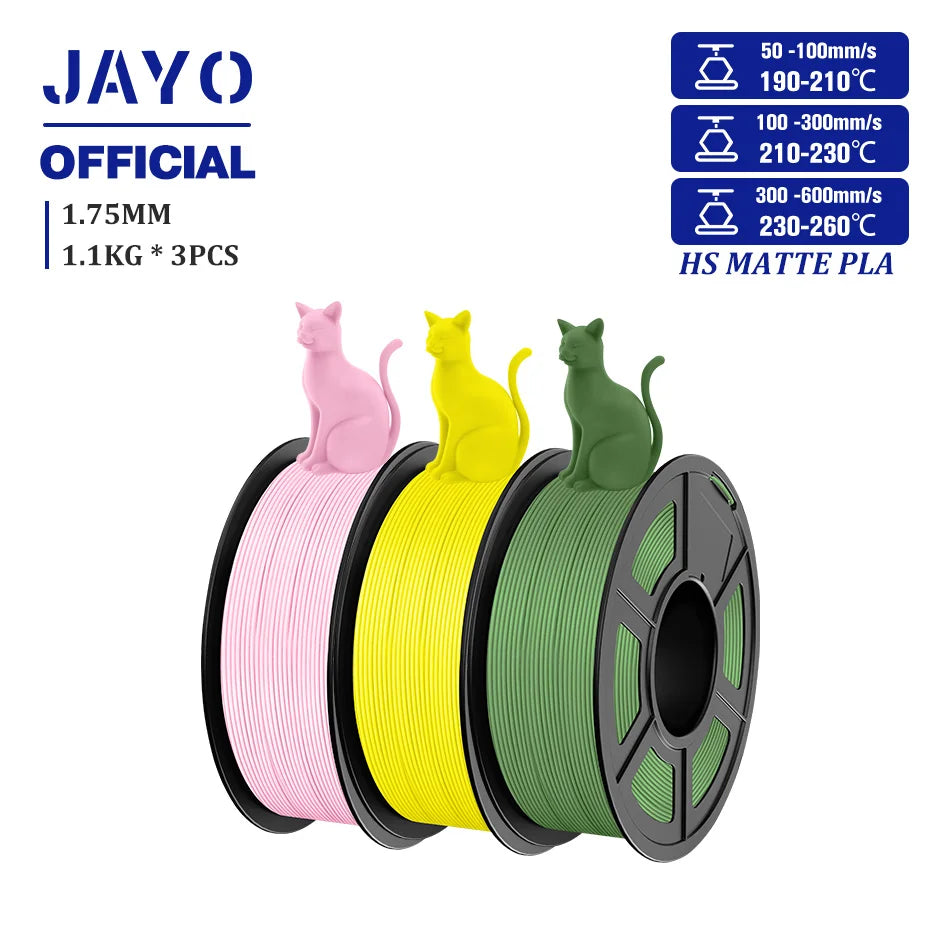 JAYO PLA Classic 1.75mm 3D Filament High Speed Matte PLA Filament For FDM 3D Printers 600mm/s High Speed Printing Materials