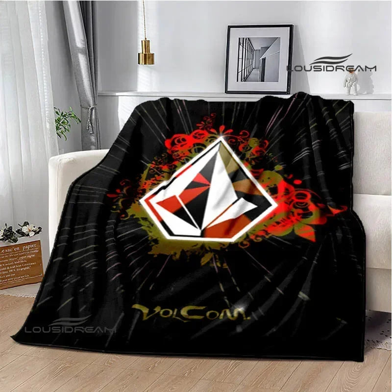 V-VOLCOM LOGO Printed blankets Flannel Warm blanket Soft Cozy Blanket Travel Blankets bed linings cubre cama Birthday Gift