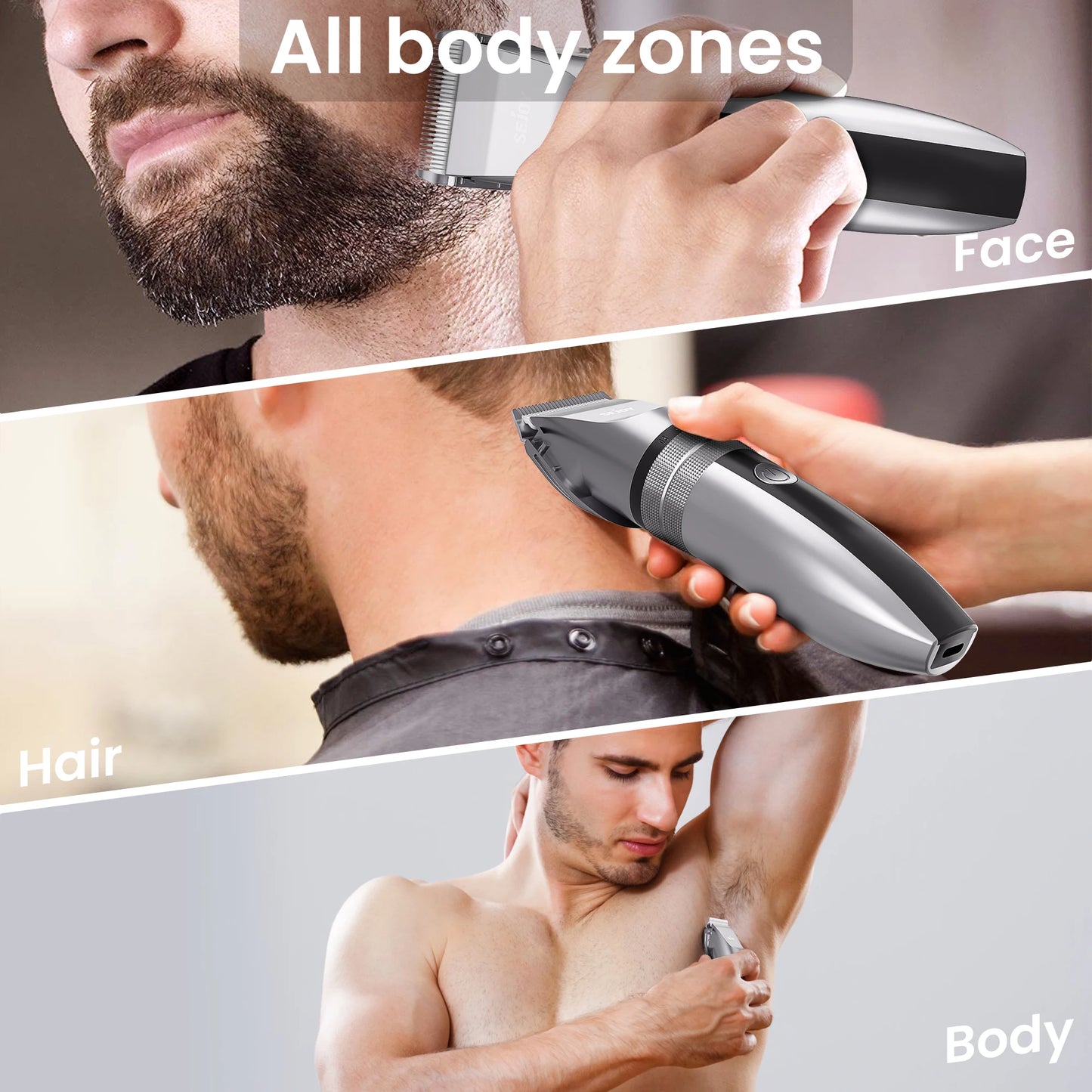 Sejoy Professional Hair Trimmer for Men Electric Beard Trimmer LED Hair Clipper Hair Cutter Machine Haircut Grooming Kit