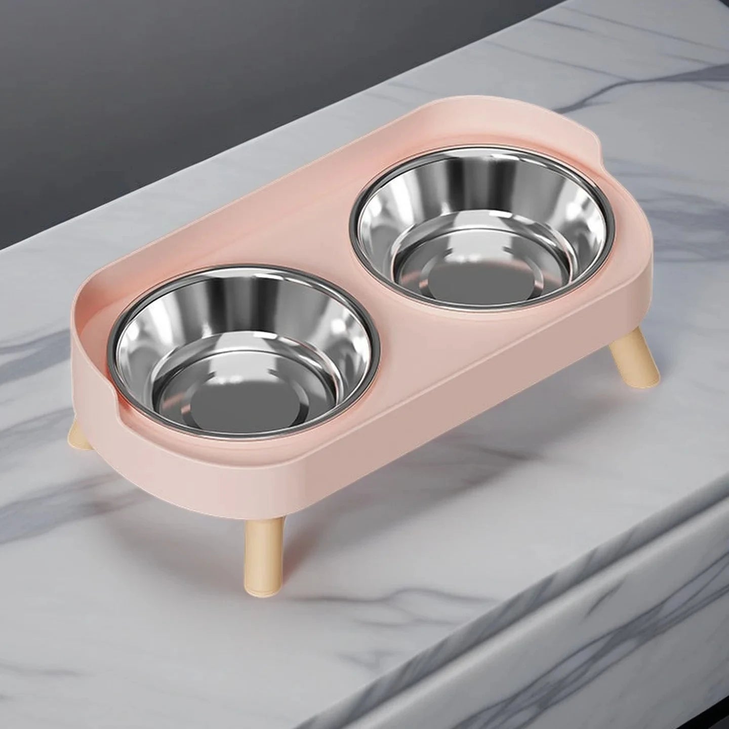 Fashion Pet Dual Food And Water Station Stainless Steel Bowls with Neck Support for Cats And Dogs