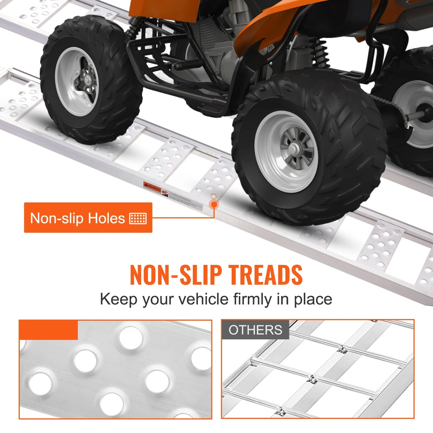 SucceBuy Aluminum Ramps 1250lbs Straight Ramp with Treads and Load Straps Portable Loading Ramp for Motorcycles ATVs Trucks 2Pcs